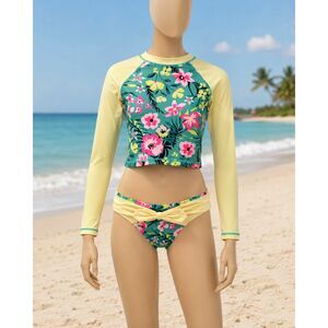 Tommy Bahama Girls Size 12 Tropical Floral Rash Guard 2 Piece Swim Set #V